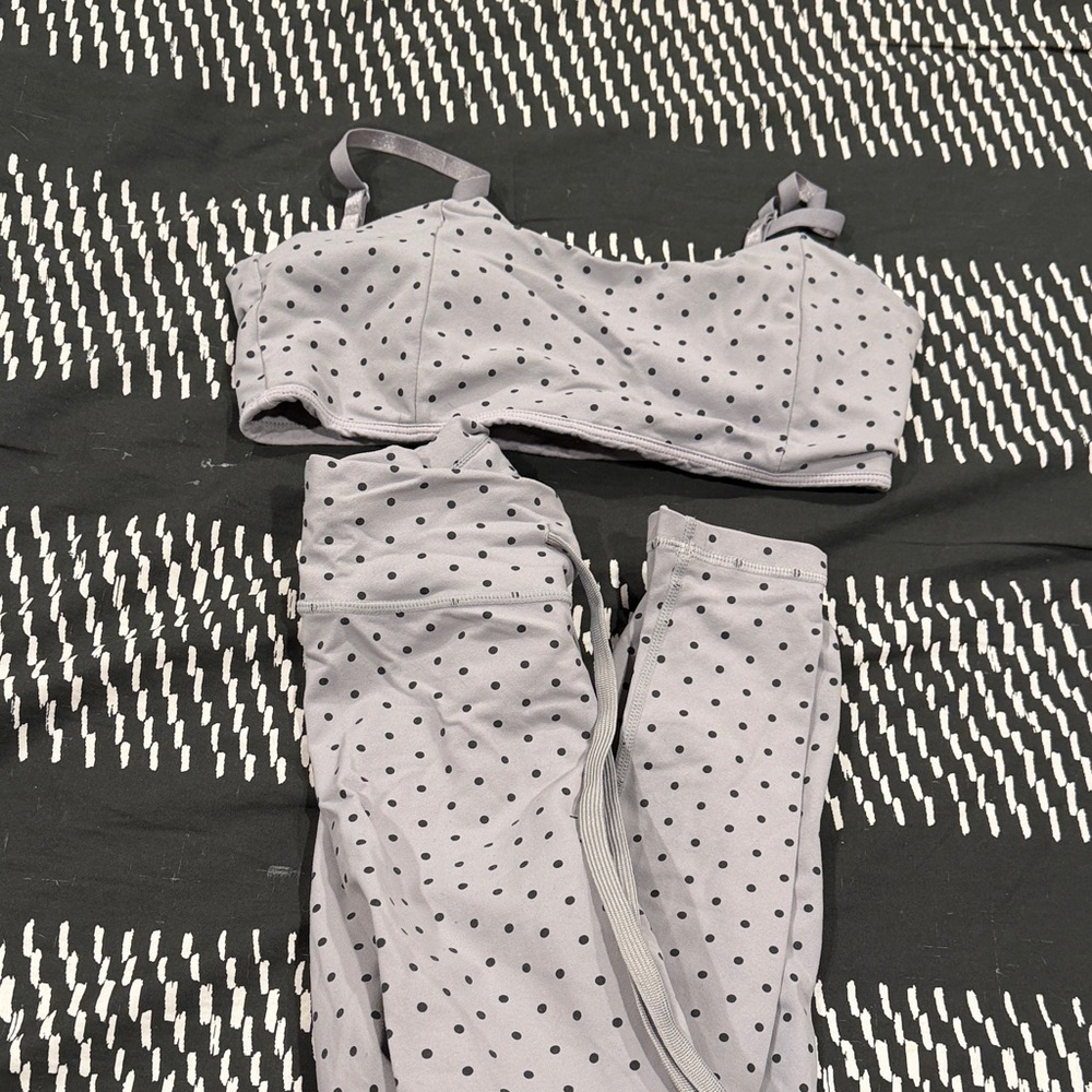 Echt Gray Polka Dot Sports Bra and Leggings Set